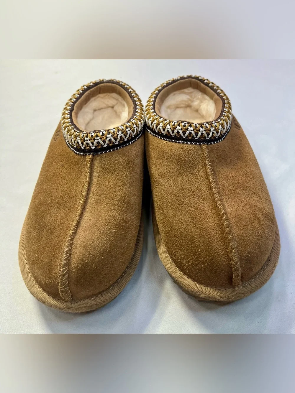 UGG Kids Chestnut Suede Slip-On Clog with Braided Trim